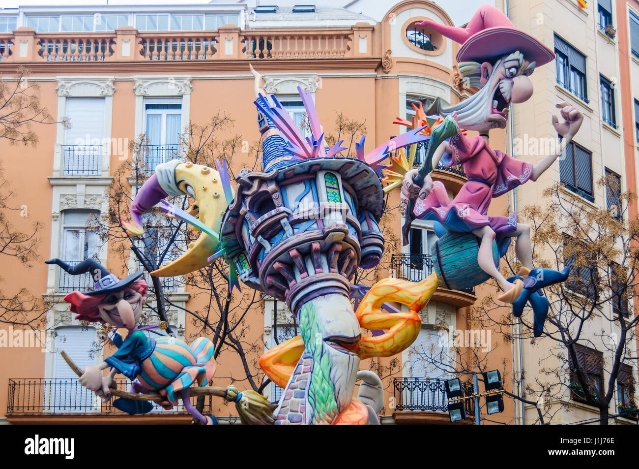 Colorful paper mache figures in the Las Fallas Festival in Valencia