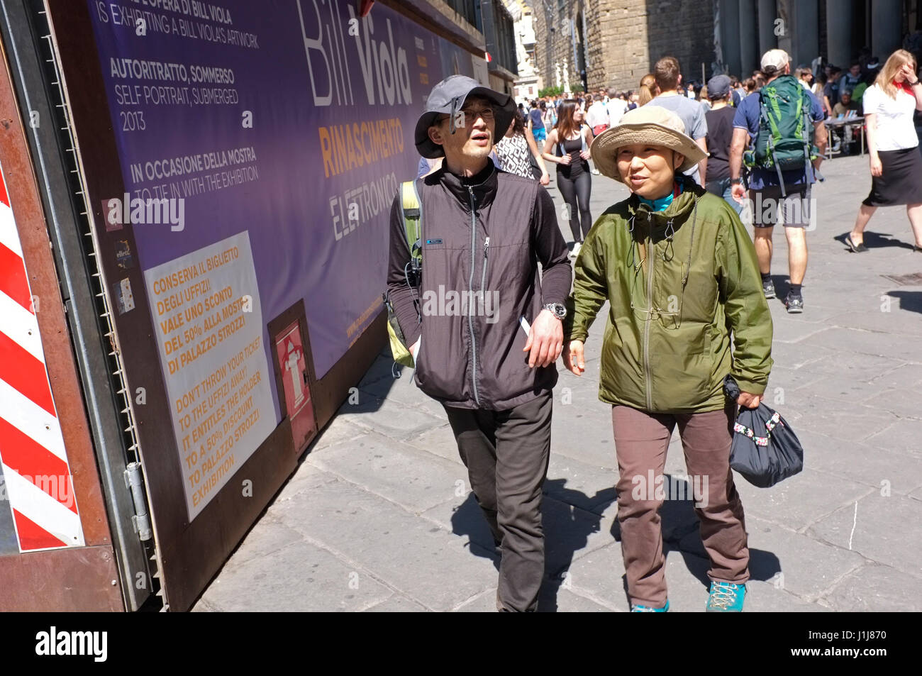Asian tourists in Floence at springtime Stock Photo