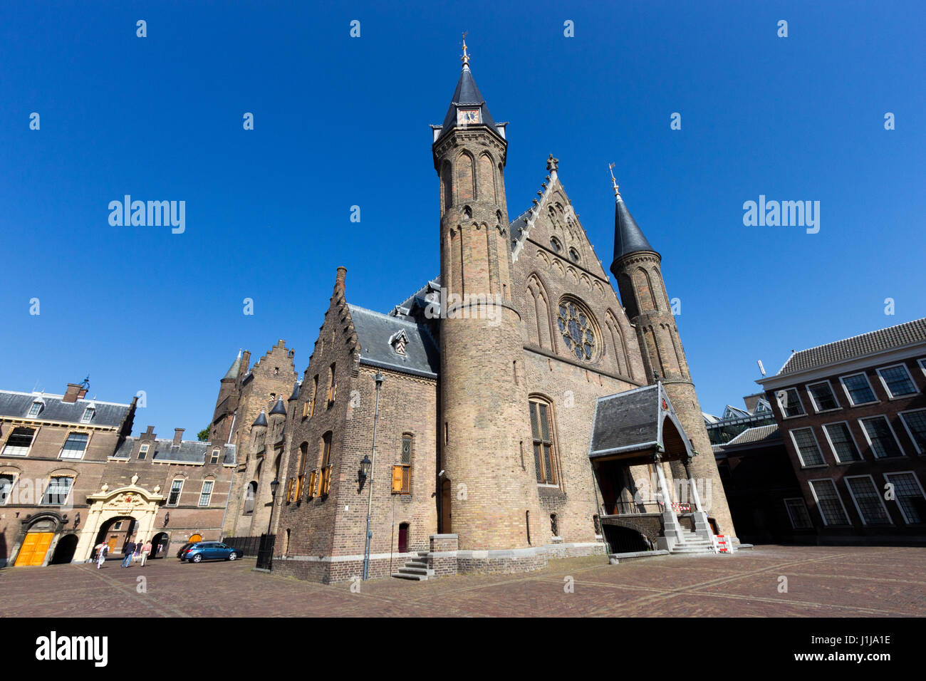 THE HAGUE, THE NETHERLANDS - JUL 18, 2013: Dutch parliament and court building complex Binnenhof in The Hague, The Netherlands Stock Photo