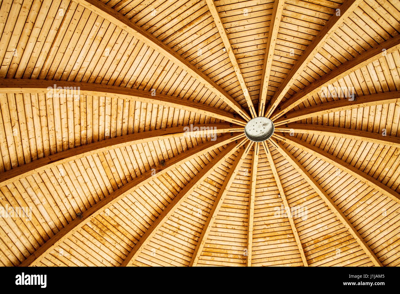 Wooden Ceiling of a large canopy Stock Photo