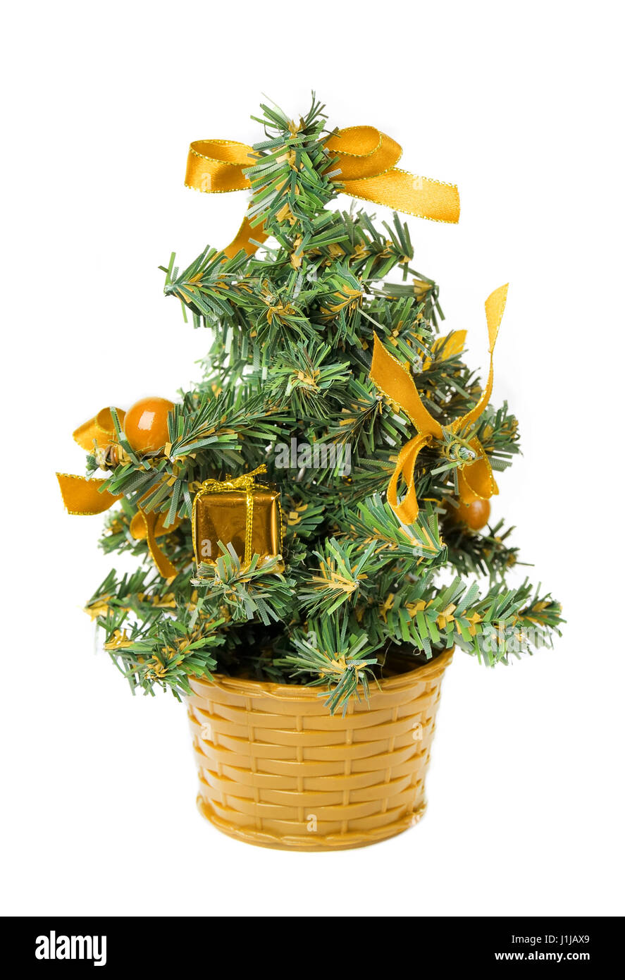 Christmas tree with decorations isolated on white Stock Photo - Alamy