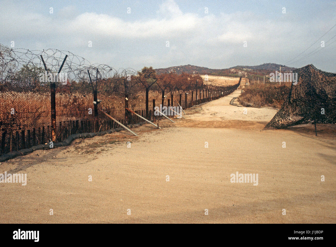Heavily fortified Korean Demilitarized Zone, DMZ Line, between North