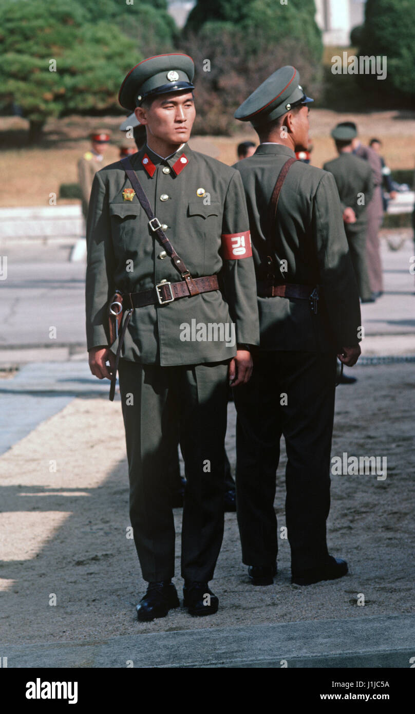 North Koreans soldiers during South and North Korean talks at Panmunjom ...