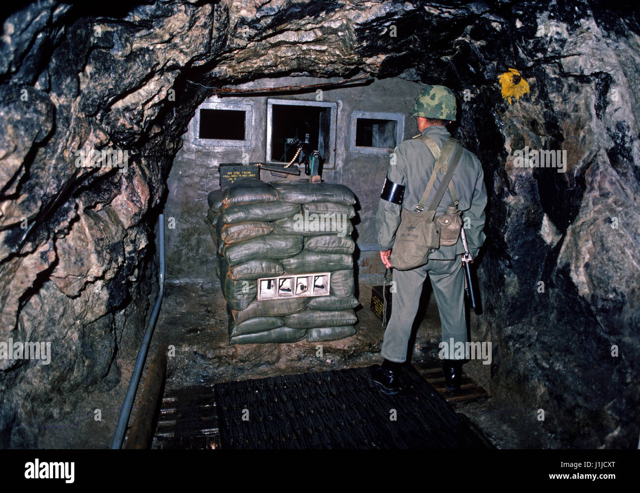 South Korean guarding tunnels built by North Korea in the early 70s..In all  4 tunnels