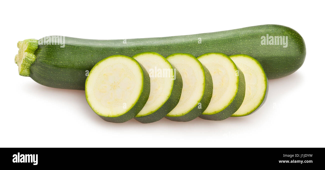 sliced green squash isolated Stock Photo