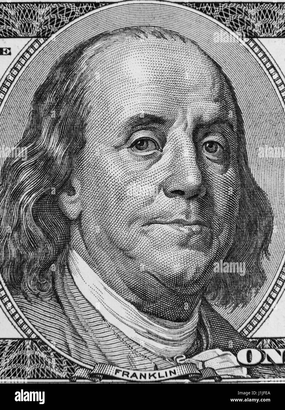 100 dollar bill benjamin franklin Black and White Stock Photos & Images