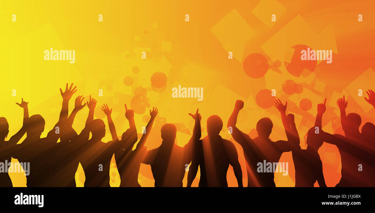 Excited Crowd Silhouette on a Party Abstract Background Stock Photo - Alamy