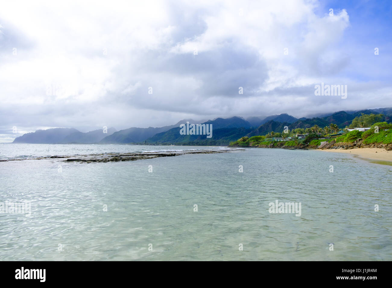 Travel scenic landscape of Bathtub Beach in Laie Oahu Hawaii on the