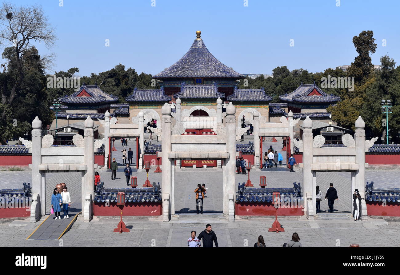 Temple of heaven marble gates and general view - Beijing, China Stock Photo