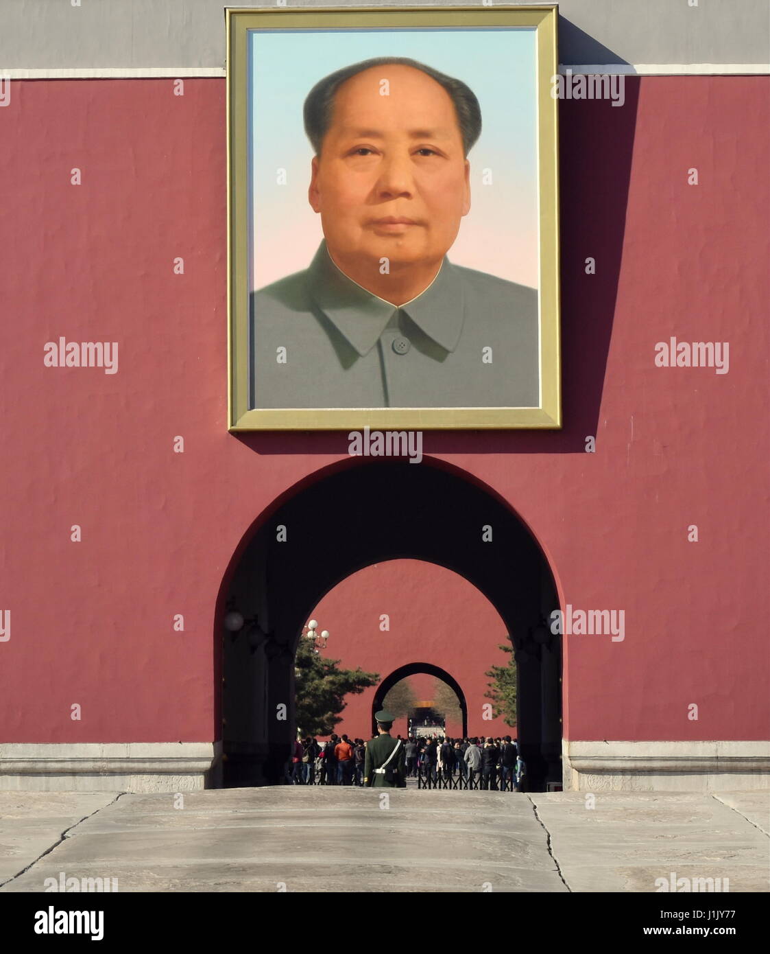 Mao Zedong portrait by Tiananmen square and Forbidden City, China Stock Photo