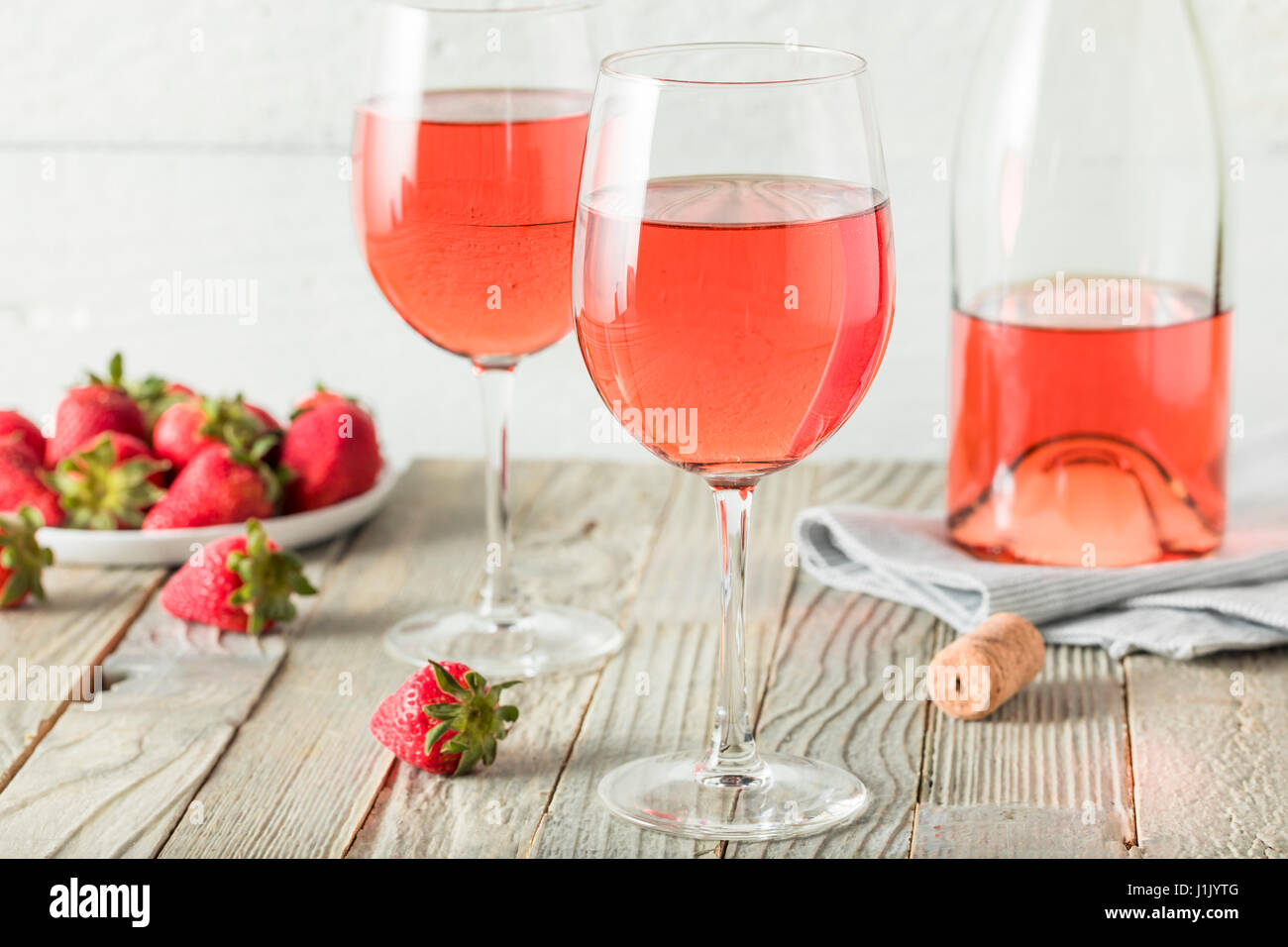 Refreshing Pink Rosé Wine in a Glass Stock Photo