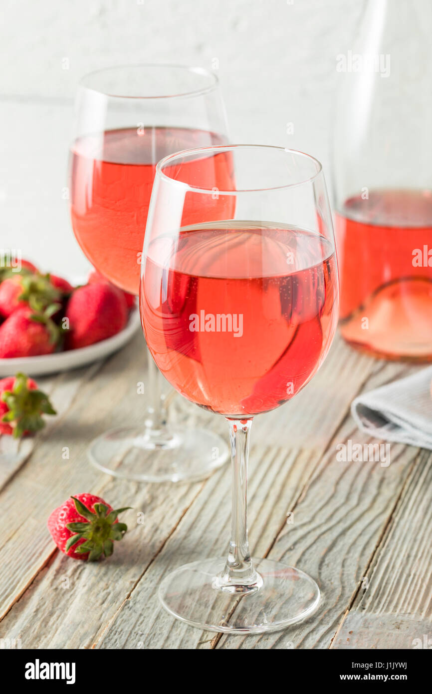 Refreshing Pink Rosé Wine in a Glass Stock Photo