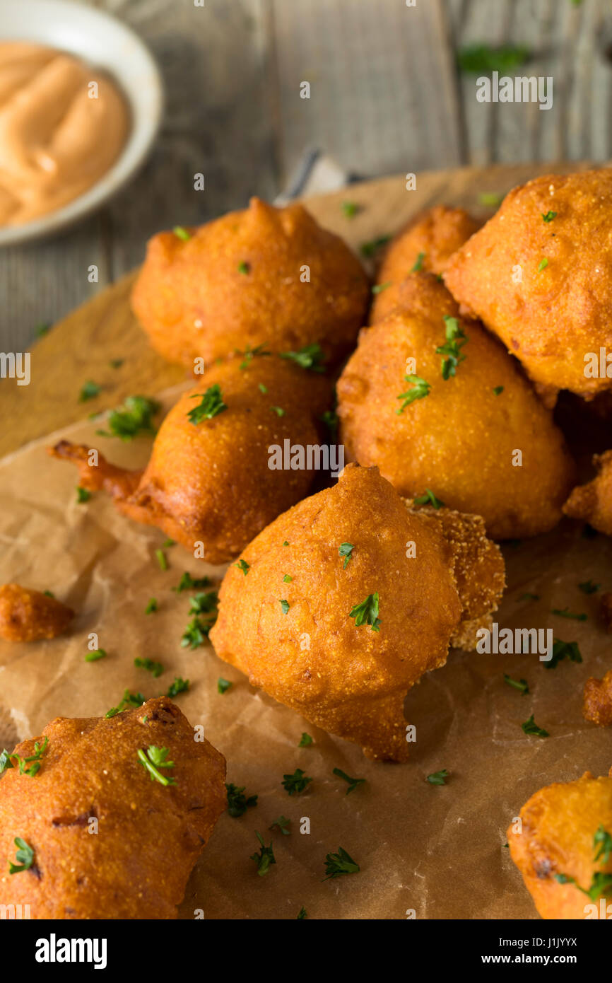 Homemade Deep Fried Hush Puppy Corn Fritters Stock Photo Alamy