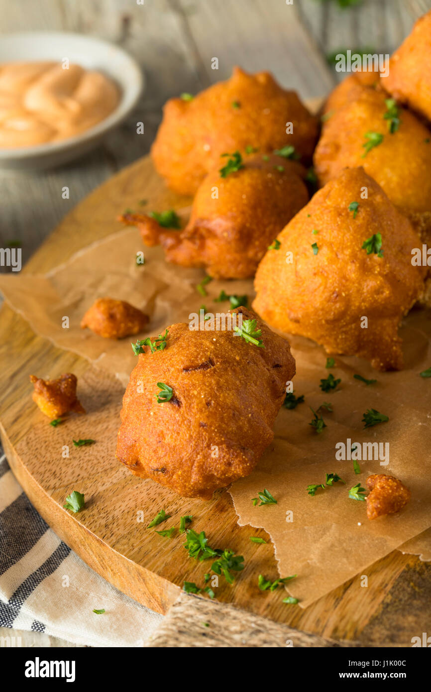 Homemade Deep Fried Hush Puppy Corn Fritters Stock Photo Alamy