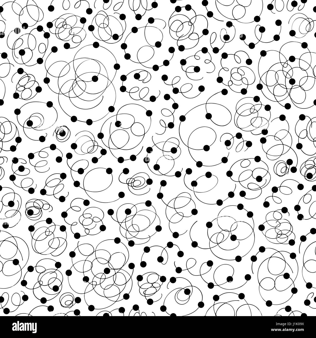 Hand drawn abstract seamless pattern in memphis style. Vector swirls ...