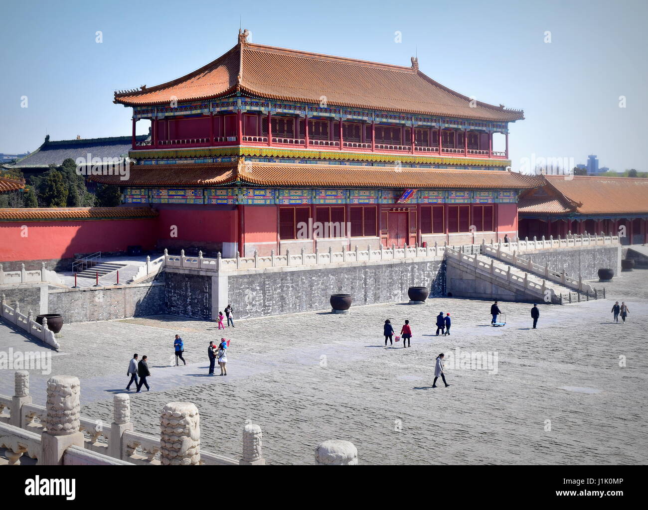 Beijing Forbidden City historical courtyards and side halls, an example of classic Chinese art and architecture Stock Photo