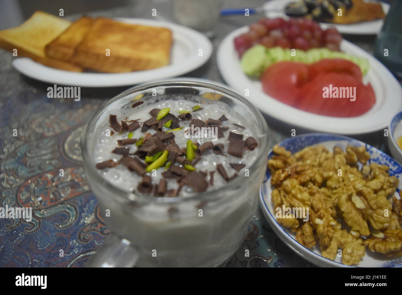 Iftar breakfast meal for Muslim fasting month of Ramadhan Stock Photo