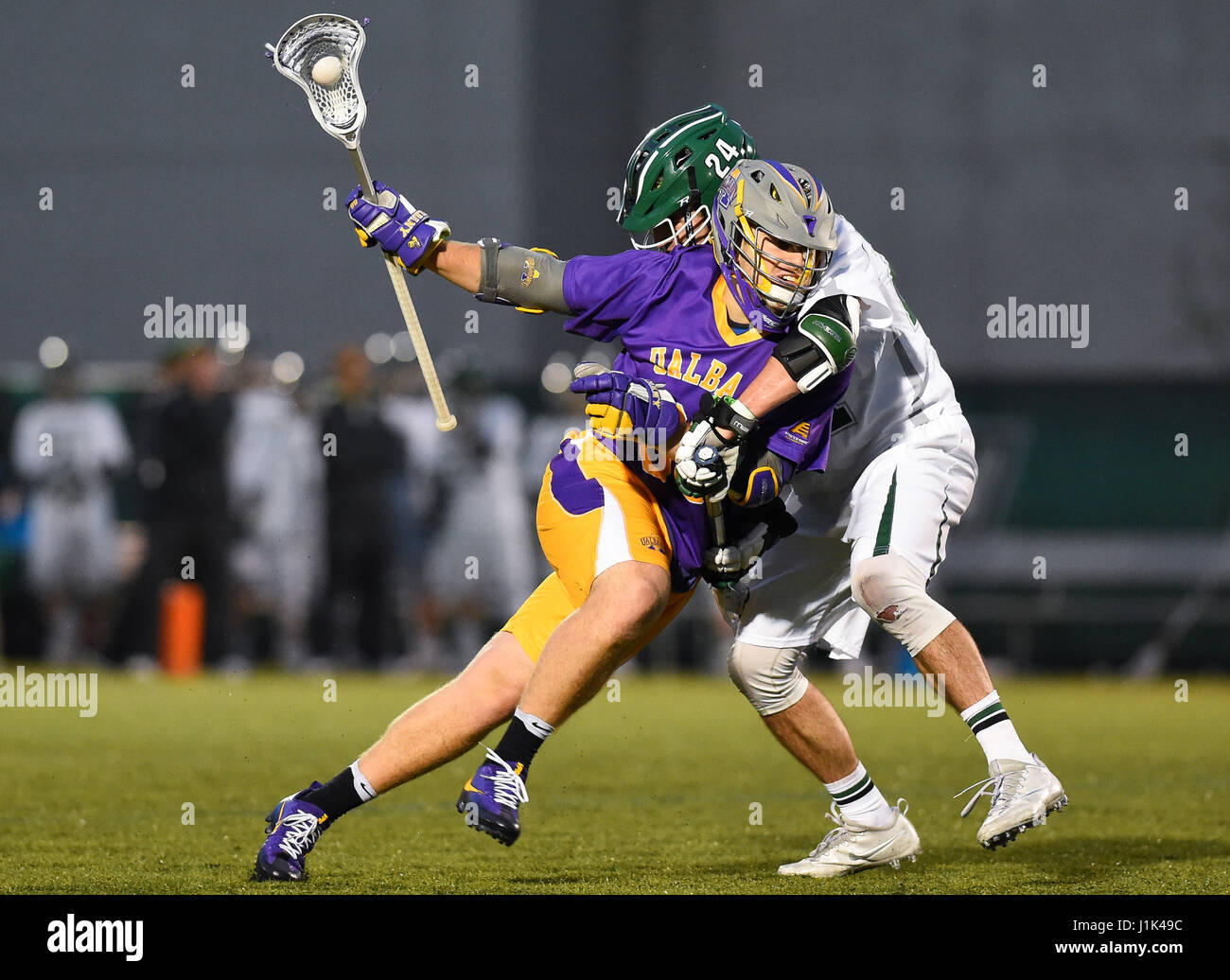 Vestal, New York, USA. 19th Apr, 2017. Albany Great Danes midfielder