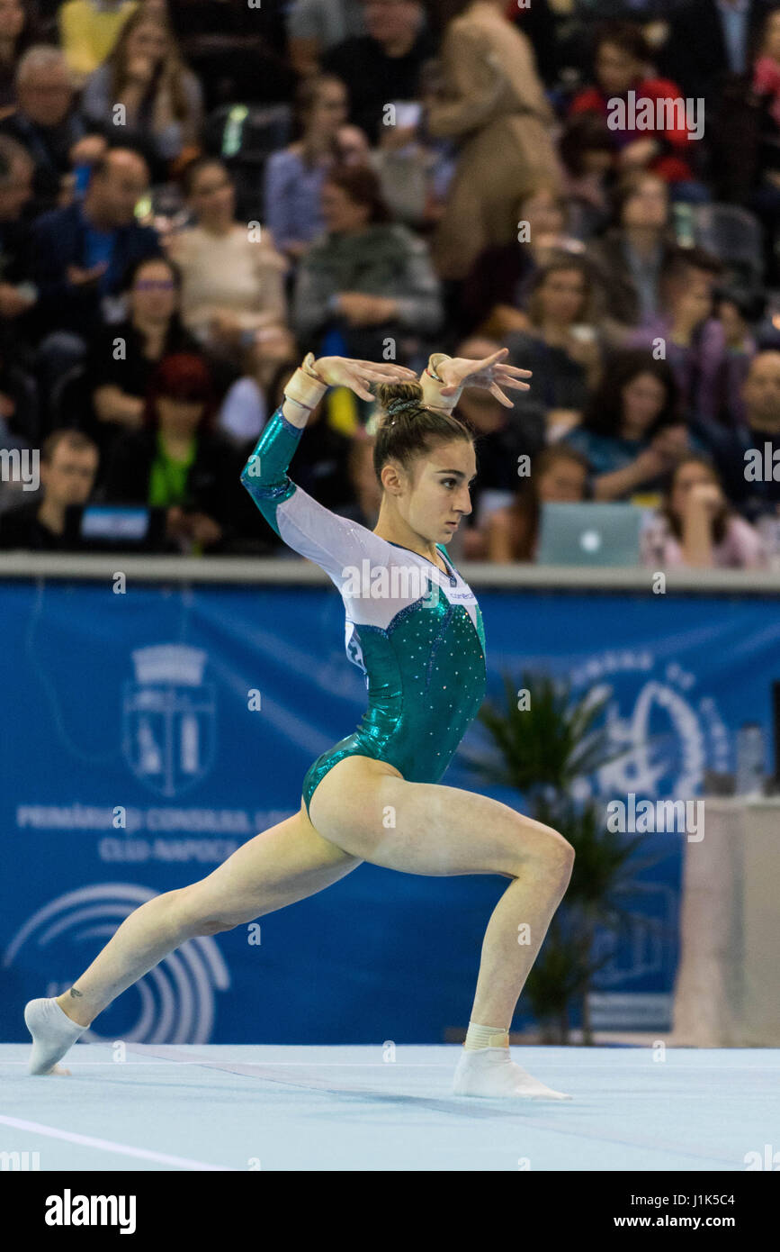 Ilaria Kaeslin (SUI) performs on the floor during the Women's Apparatus Finals at the European Men's and Women's Artistic Gymnastics Championships in Cluj Napoca, Romania. 21.04.2017 Stock Photo