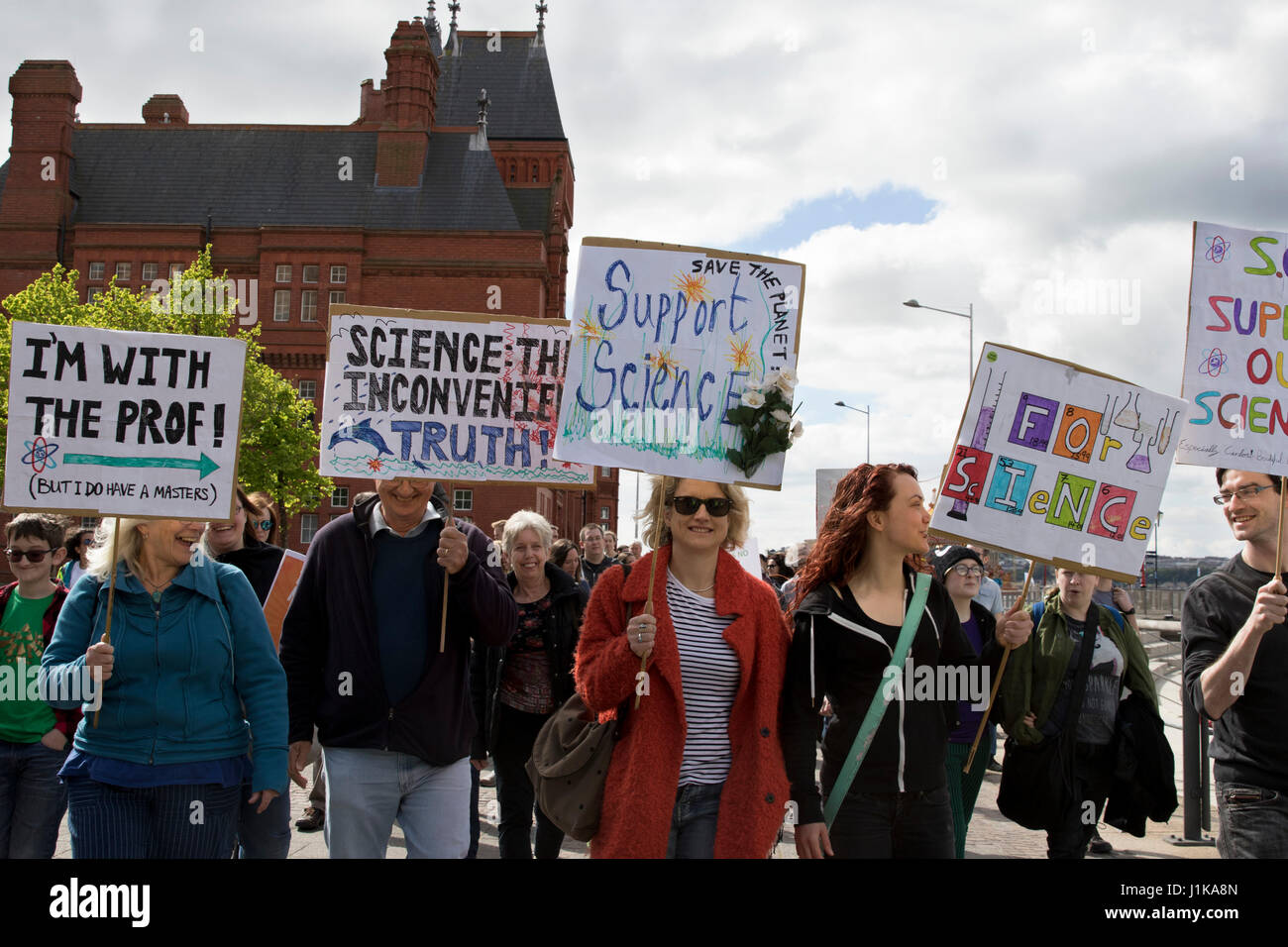 Cardiff, Wales, UK. 22nd Apr, 2017. Scientists and members of the public rally outside the Senedd at Cardiff Bay in support of the global March for Science to show support for science funding and evidence based policy. Credit: Craig Redmond/Alamy Live News Stock Photo