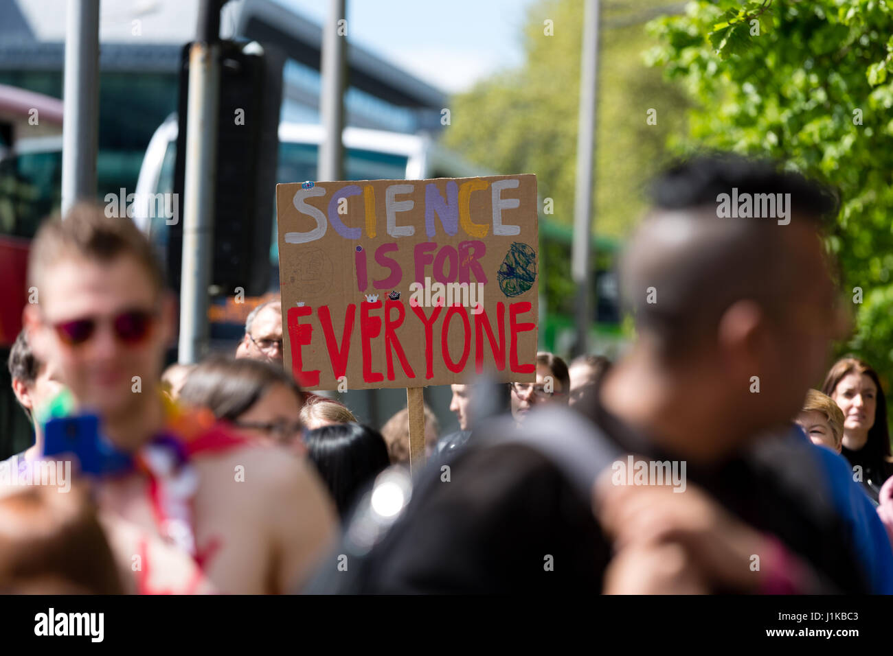 Bristol, UK. 22nd Apr, 2017. Banner in the crowd on the March for Science 'Science is for everyone' Credit: Rob Hawkins/Alamy Live News Stock Photo