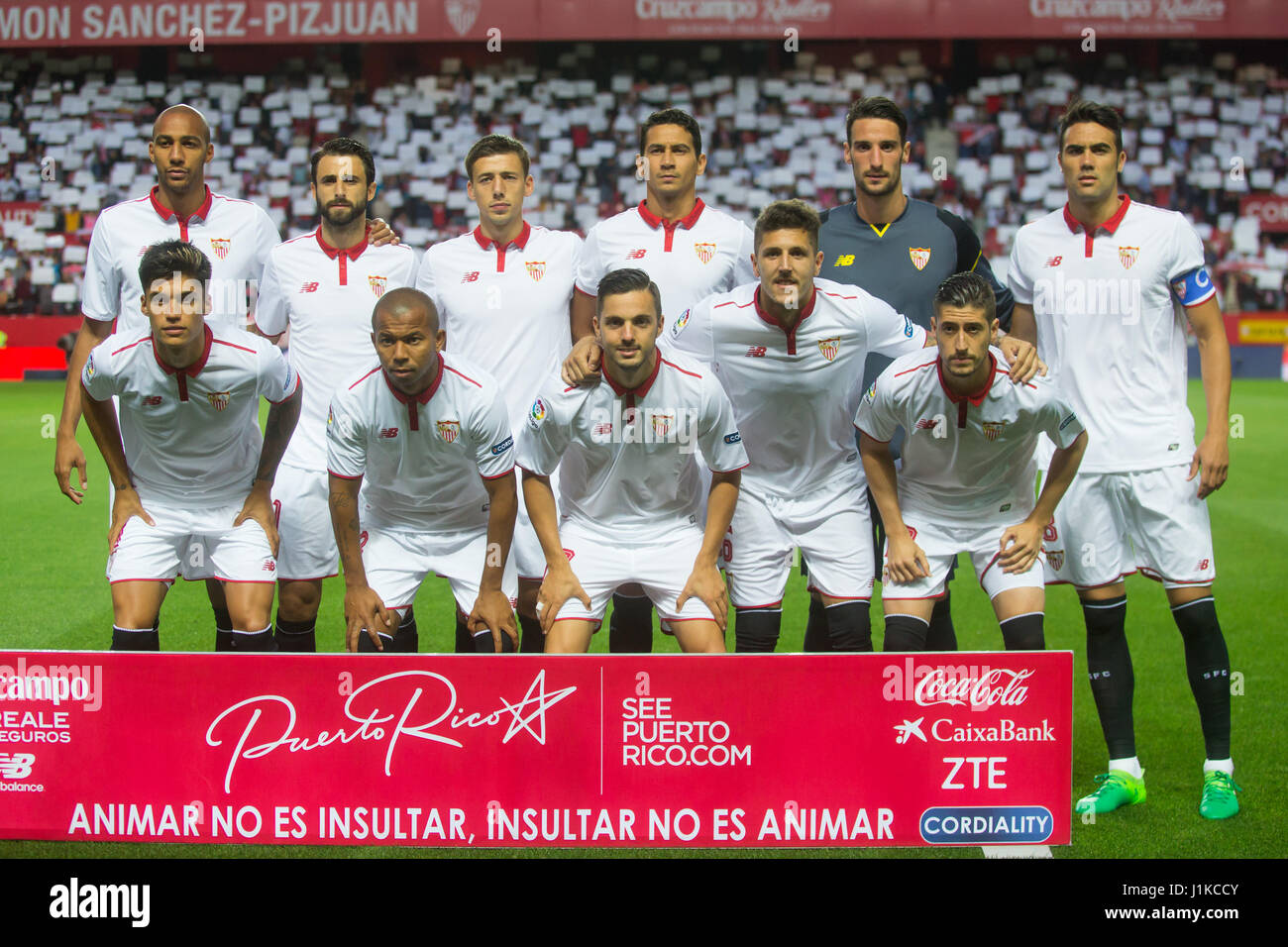 Sevilla Spain 21st Apr 2017 Sevilla Fc Line Up For Team Photo Prior To The Start The Match La Liga Santander Match Day 33 Game Between Sevilla And Granada Sevilla Defeated Granada
