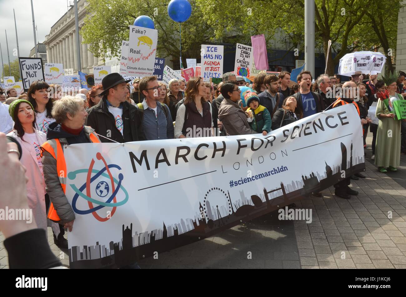 London, UK. 22nd Apr, 2017. Academic ,and science students took to the  central london angry and dismayed at Austerity cuts, and the present skepticism over the issue of climate change. Credit: Philip Robins/Alamy Live News Stock Photo