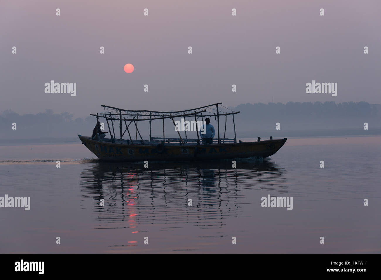 Early morning boat ride in Varanasi, India Stock Photo