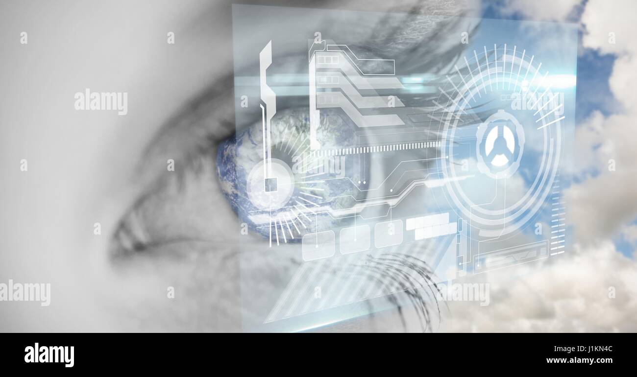 Digital composite of Eye with futuristic interface Stock Photo - Alamy
