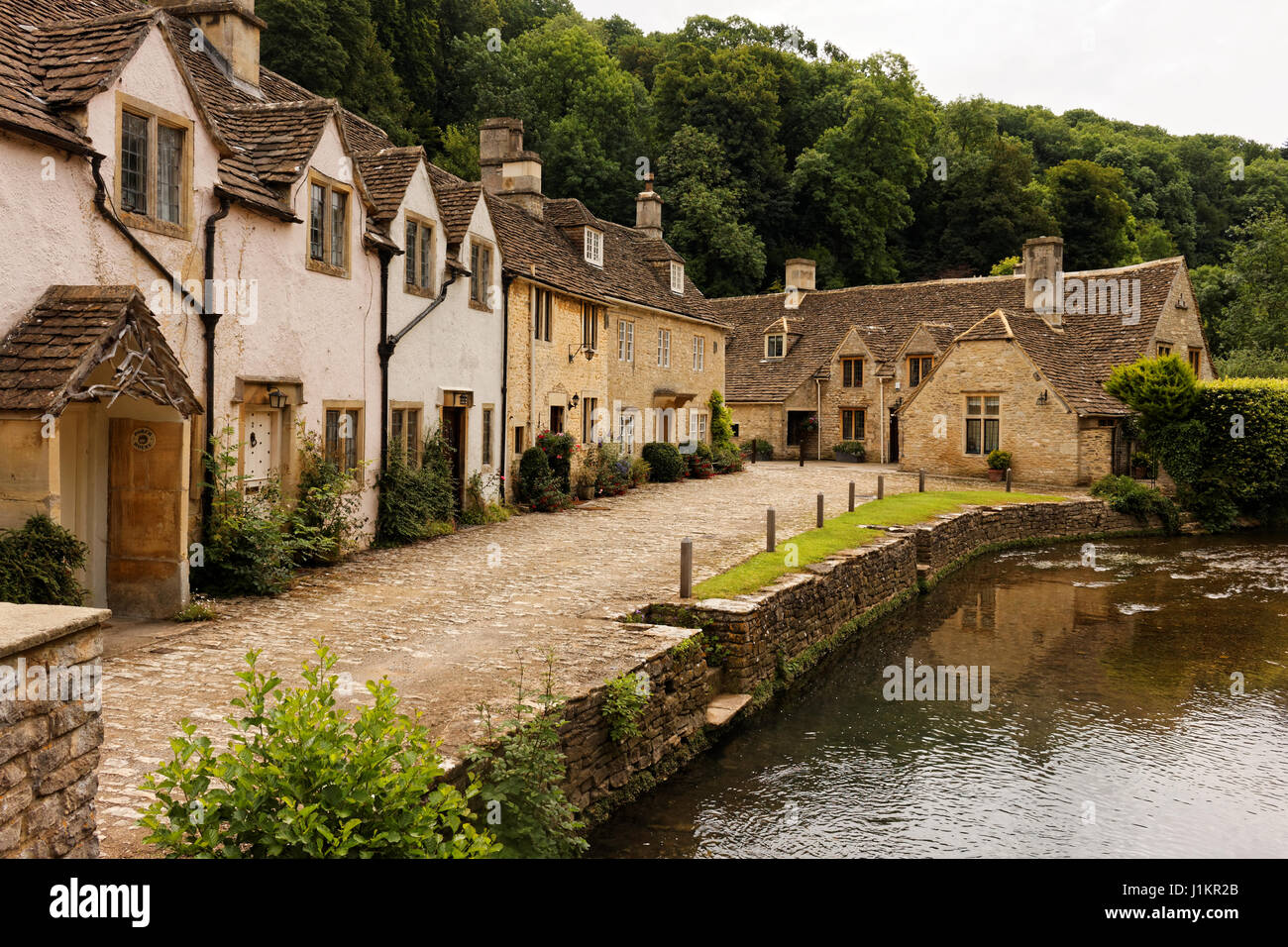 Main street in Castle Combe, Wiltshire, England, UK Stock Photo
