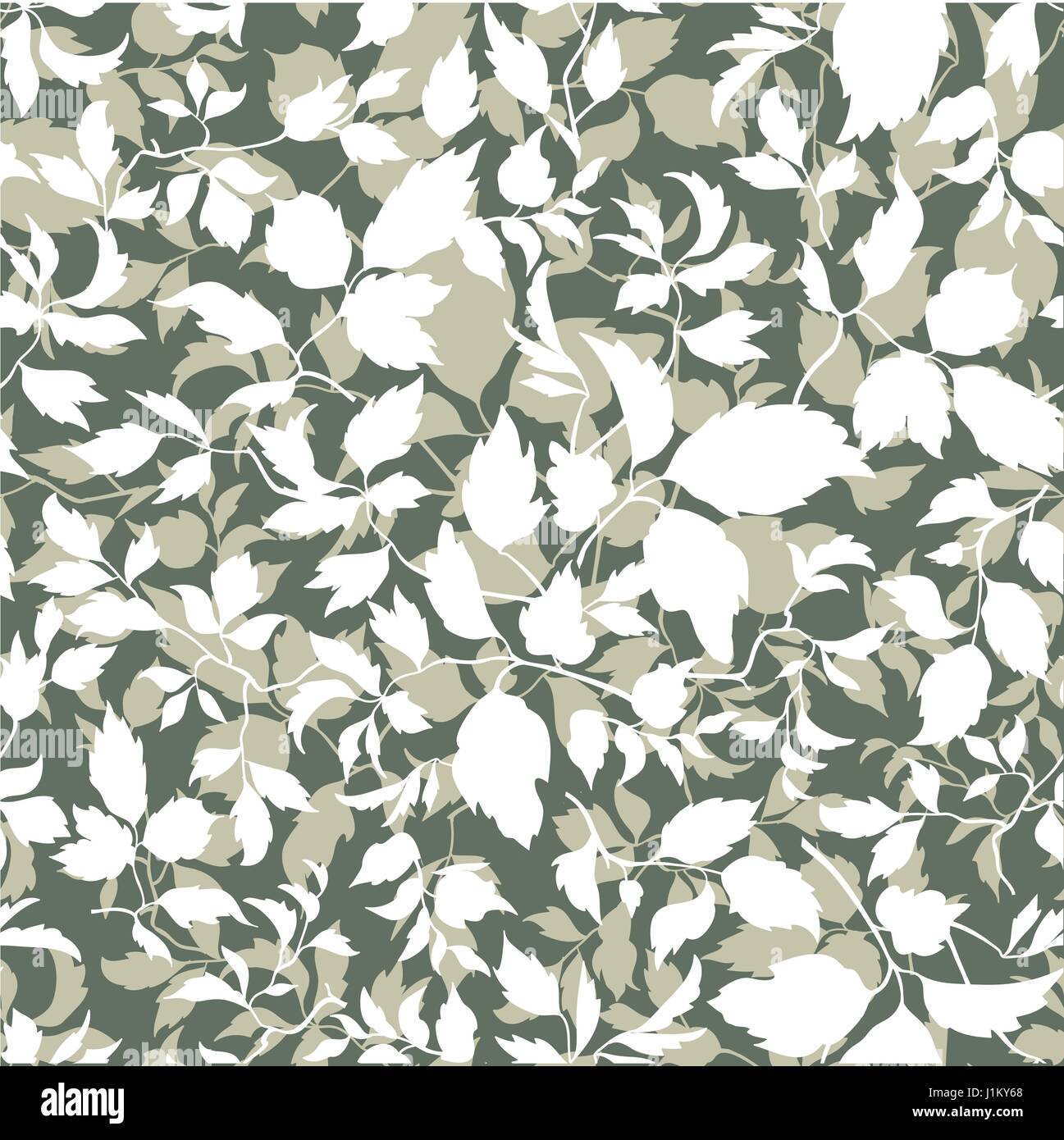 Abstract leaf lush floral seamless pattern. Branch with leaves Stock