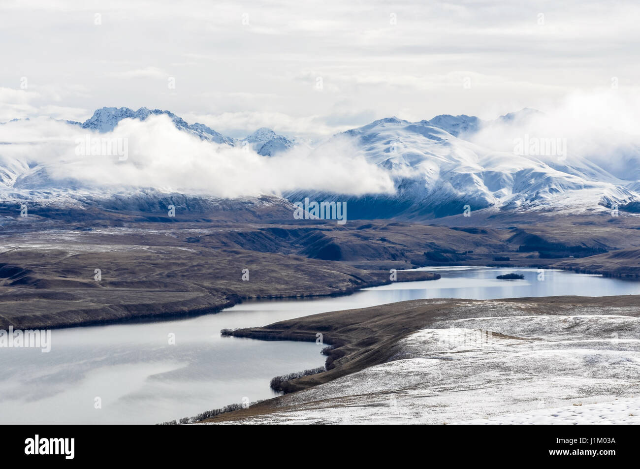 View of Lake Tekapo from above, Southern Island of New Zealand Stock ...