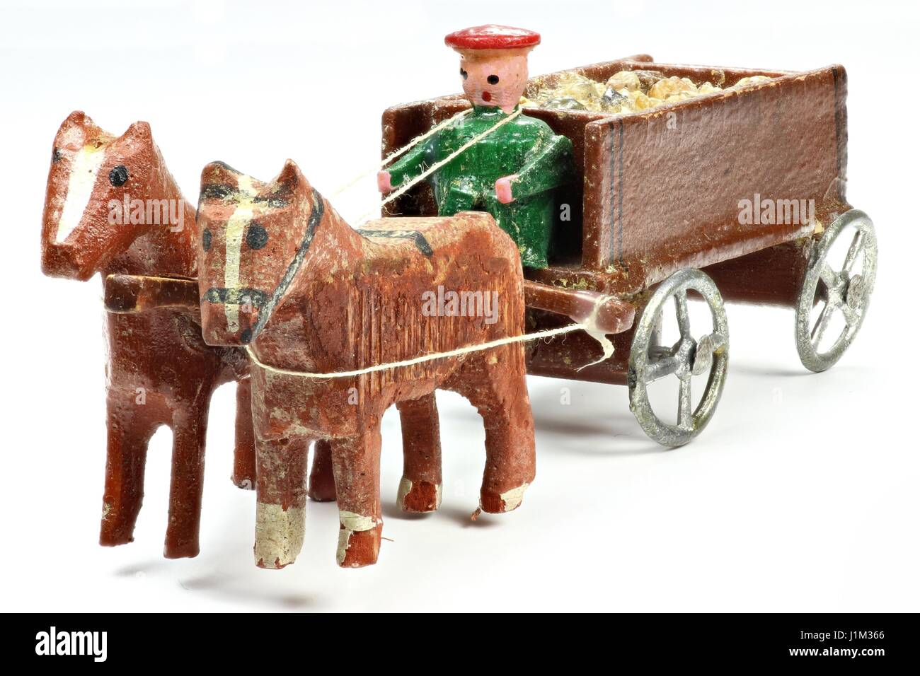 horse-drawn coach from the Ore Mountains/ Germany isolated on white background Stock Photo