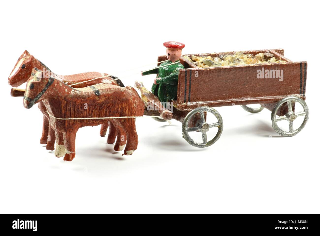 horse-drawn coach from the Ore Mountains/ Germany isolated on white background Stock Photo