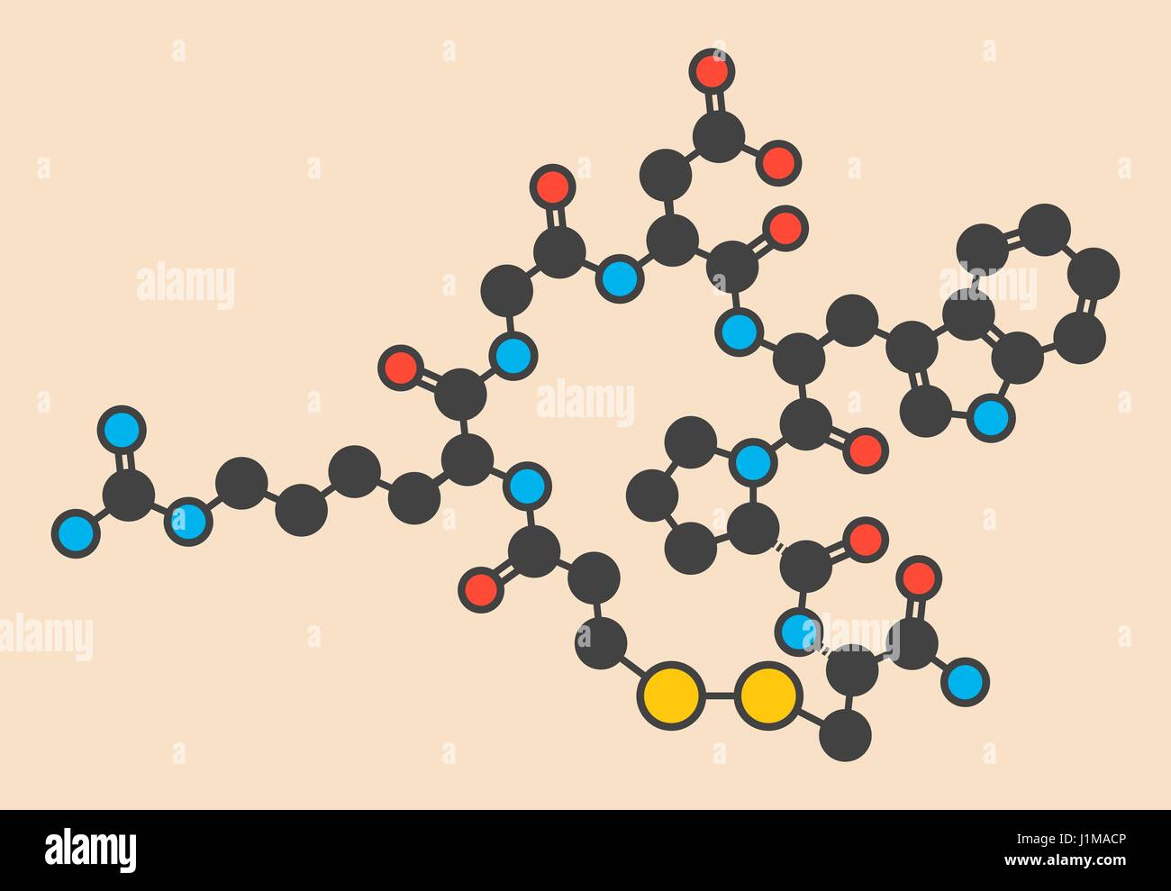 Eptifibatide anticoagulant drug molecule. Stylized skeletal formula ...