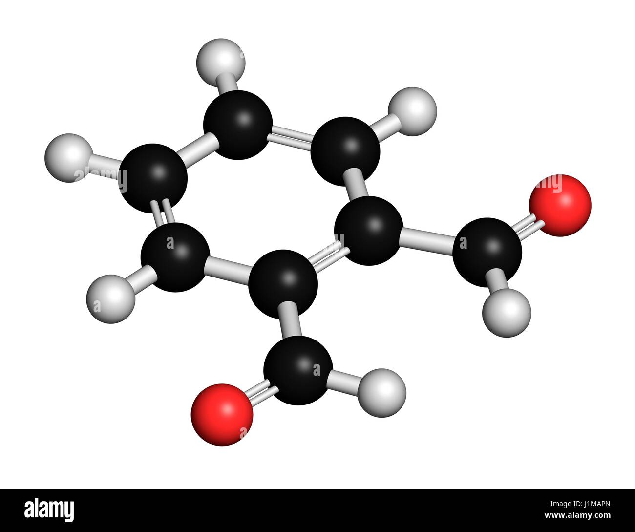 Phthalaldehyde (orthophthalaldehyde, OPA) disinfectant molecule. 3D