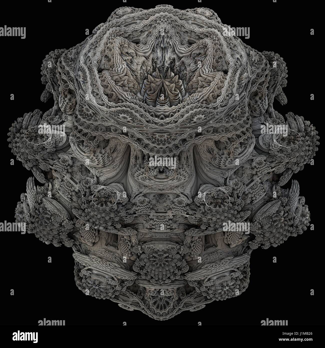 Mandelbulb fractal. Computer-generated image of a three-dimensional analogue derived form a Mandelbrot Set using spherical coordinates. Stock Photo