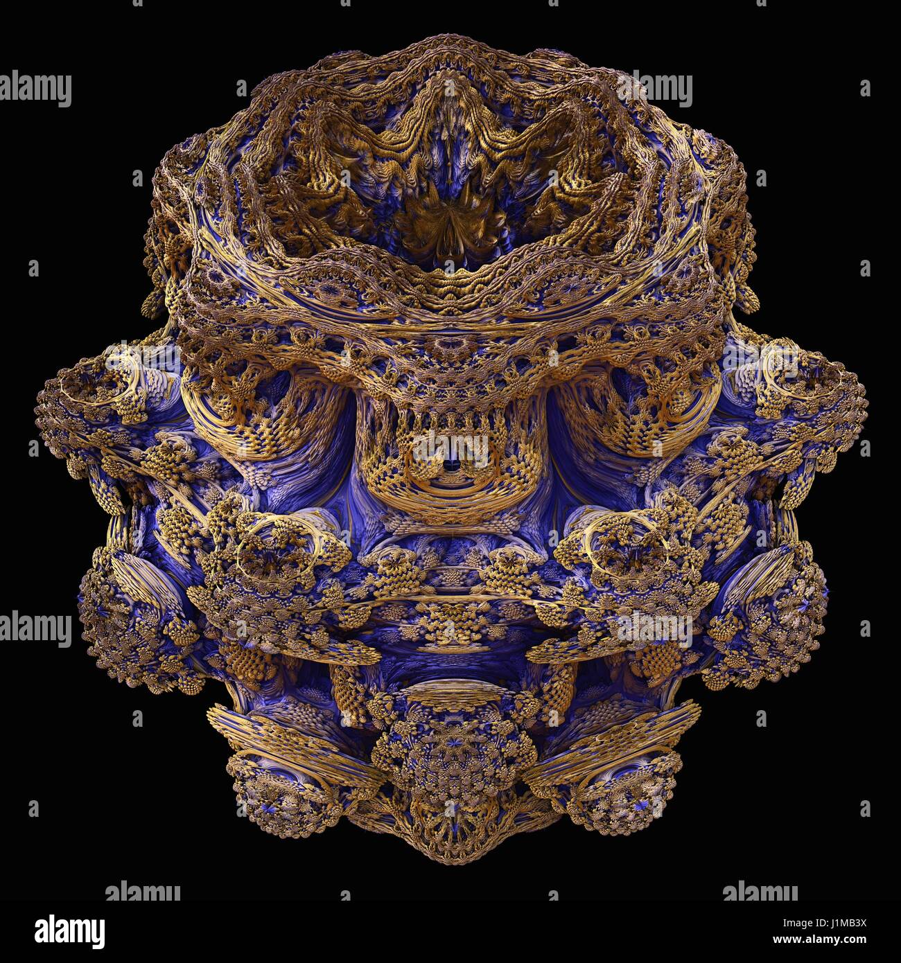 Mandelbulb fractal. Computer-generated image of a three-dimensional analogue derived form a Mandelbrot Set using spherical coordinates. Stock Photo