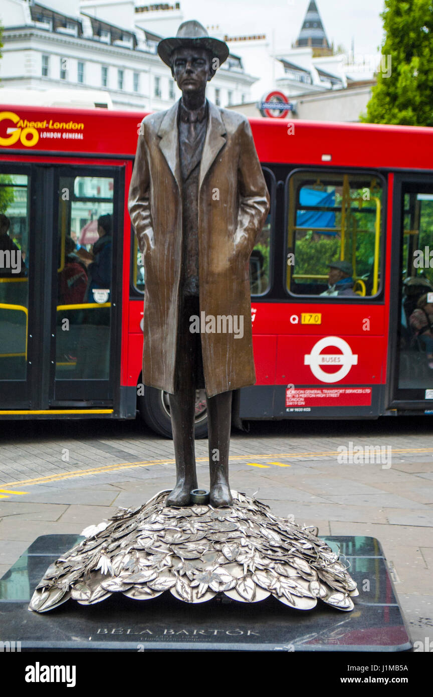 London, UK, 21/04/2017 Bela Bartok, 20th century Hungarian composer and pianist, statue in South Kensington. Stock Photo