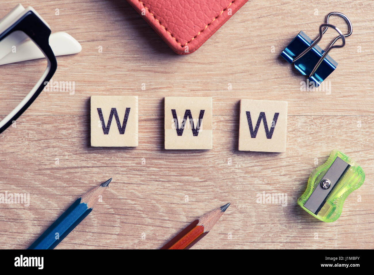 Computer and internet conceptual words spelled with game wooden Stock ...