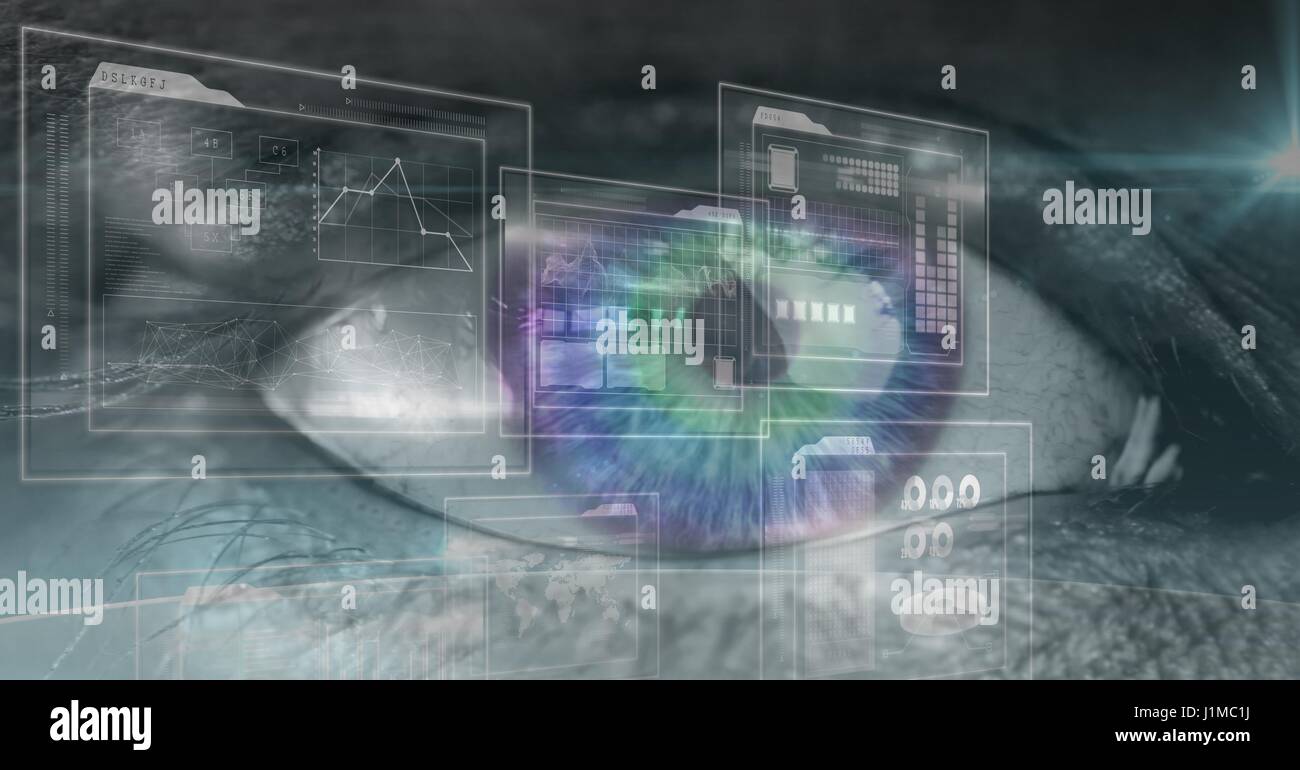 Digital composite of Close-up of eye with futuristic interface Stock ...