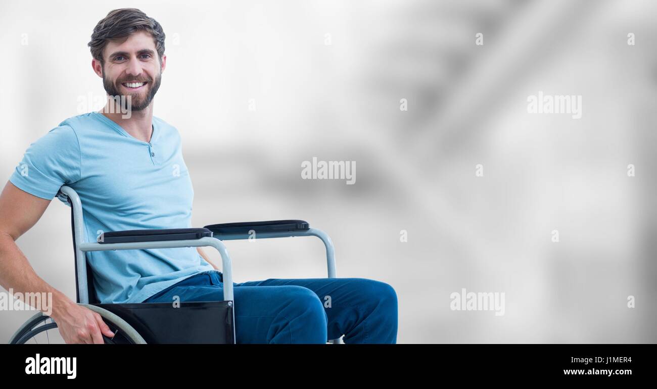 Digital Composite Of Composite Image Of Smiling Handicap Man Stock Photo Alamy