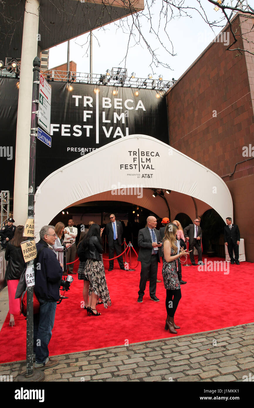 People attends the 2017 Tribeca Film Festival premiere 'Genius' at BMCC Tribeca PAC on April 20, 2017 in New York City. Stock Photo