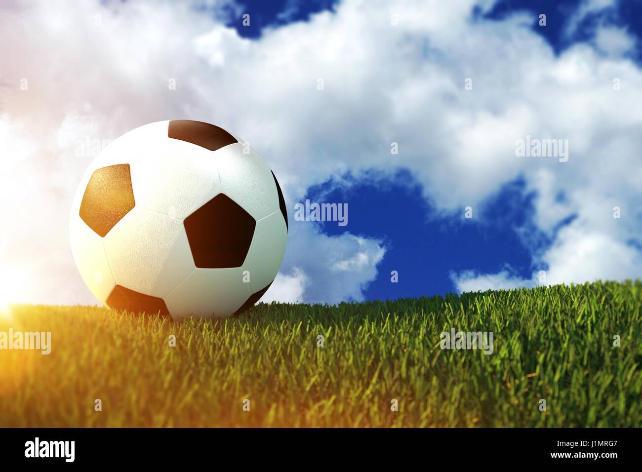 Football Soccer Ball on the Grassy Field 3D Concept Illustration Stock ...