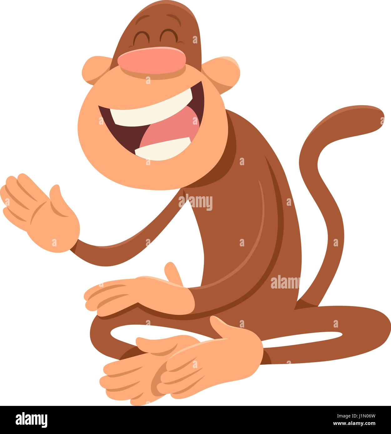 Cartoon Illustration of Happy Monkey Animal Character Stock Vector