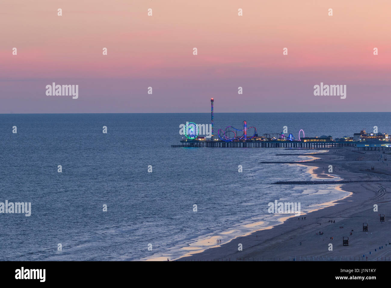View of Galveston Seawall Driver and Pleasure Pier from Galveston East