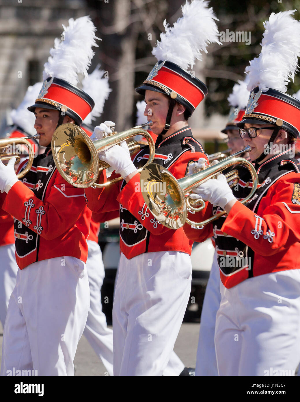High school marching band players USA Stock Photo Alamy