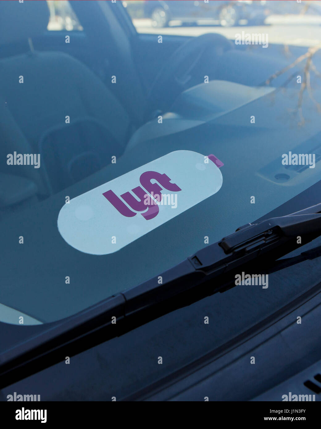 Lyft ridesharing sticker on car - Washington, DC USA Stock Photo