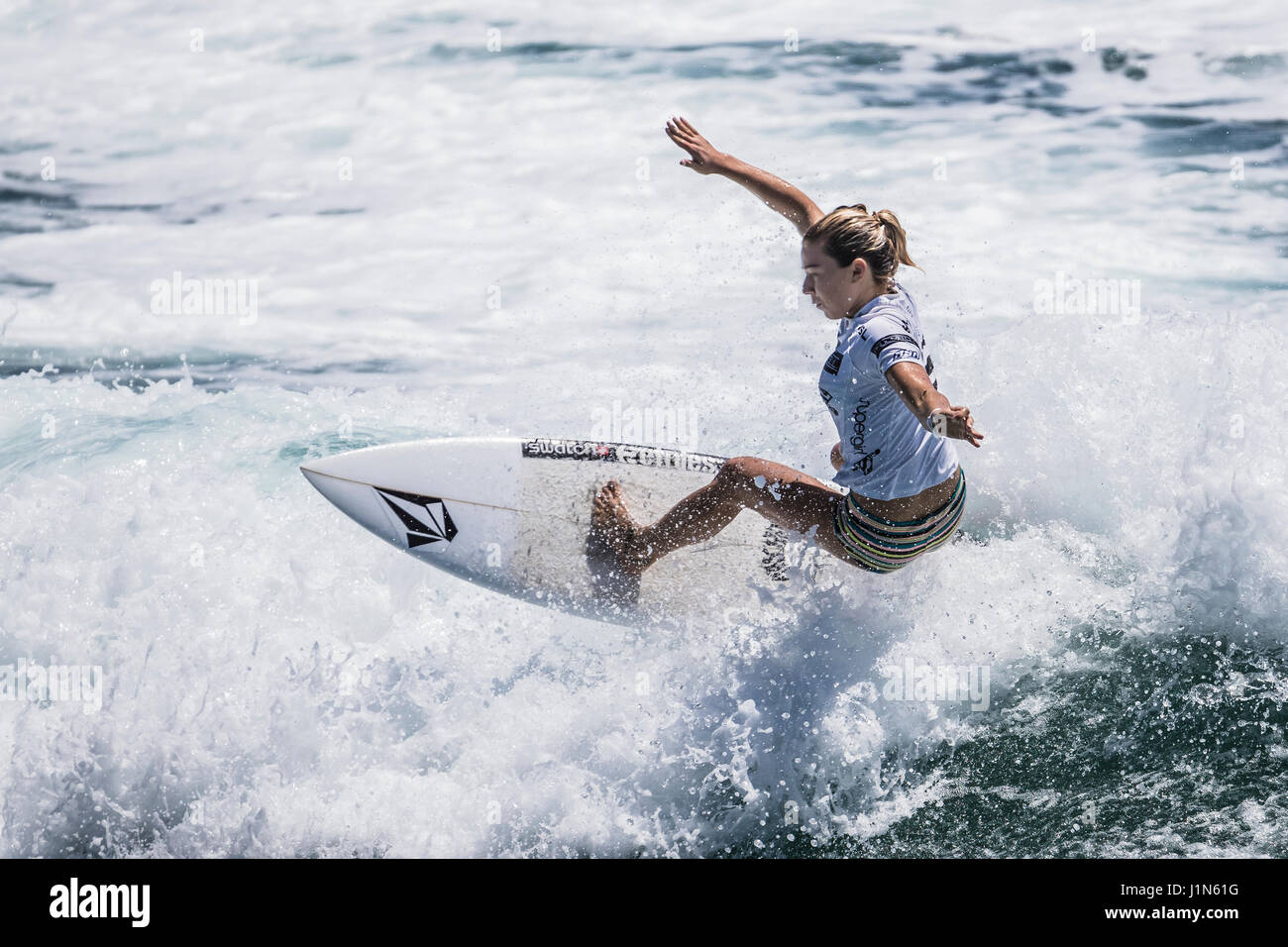 woman surfing supergirl pro championship Stock Photo - Alamy
