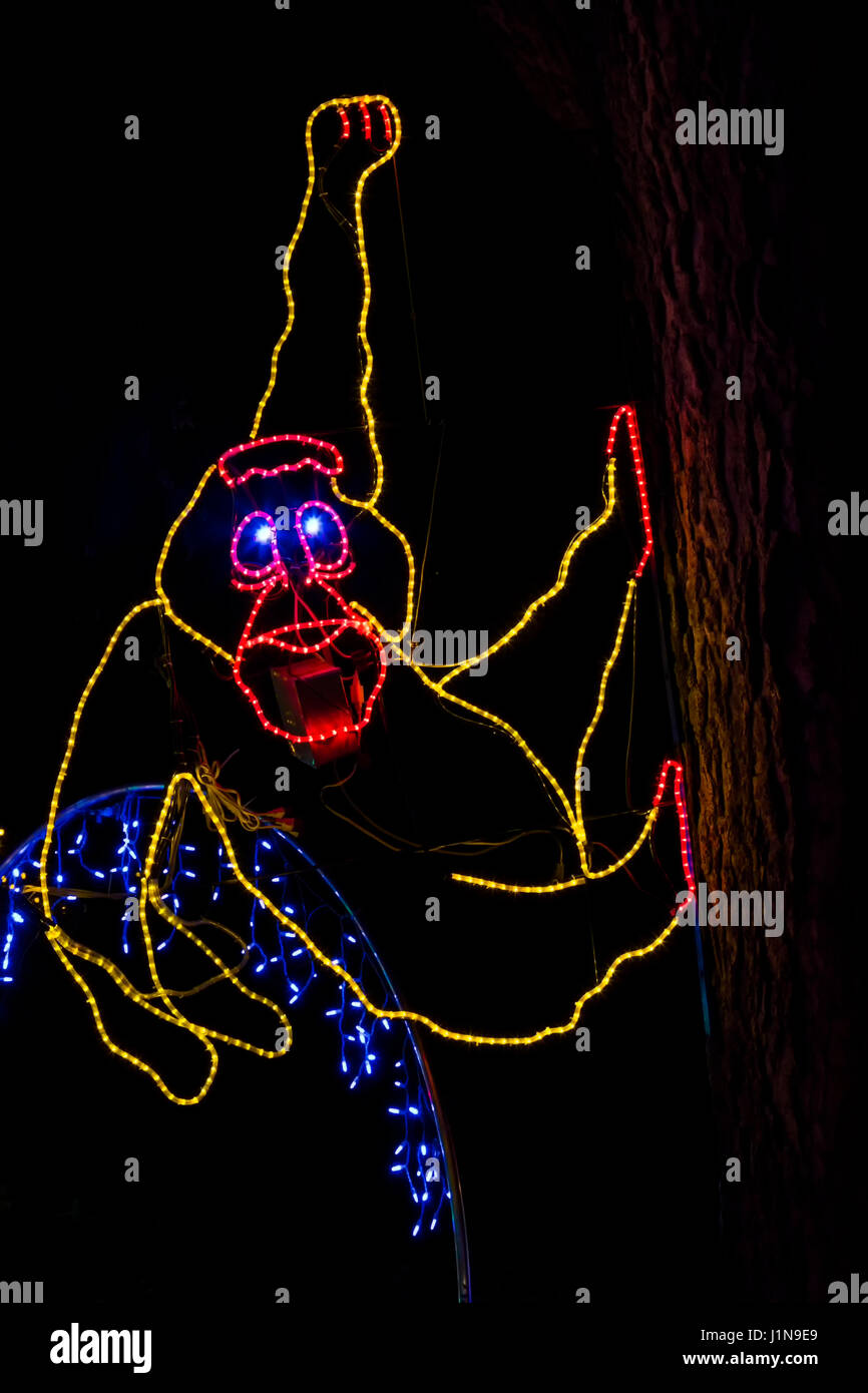 Christmas lights shaped like an orangutan, Denver Zoo Lights, Denver